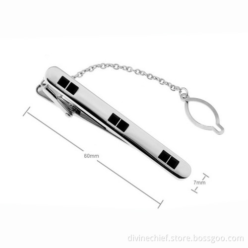 Fashion High End Metal Tie Clip With Black Crystal In Cuff Links & Tie Clips